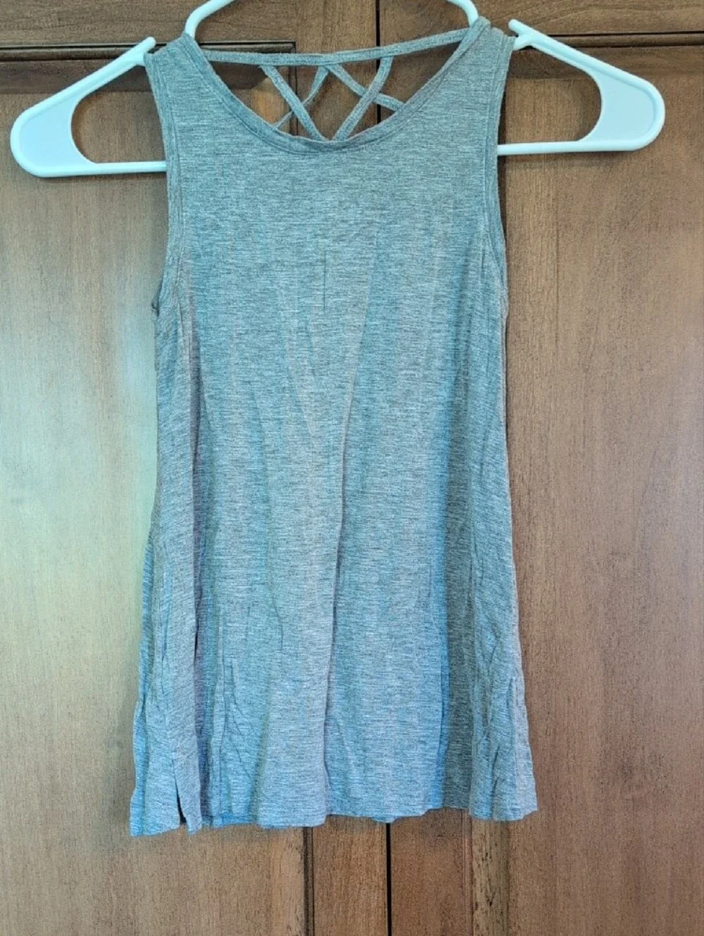 Justice Vintage Gray Long Length Tank Top with Neon Heart